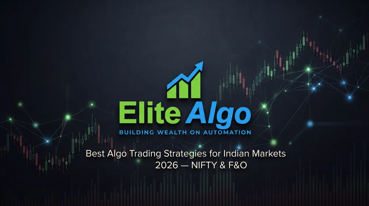 EliteAlgo cover graphic with NIFTY candlestick chart for algo trading strategies in Indian markets