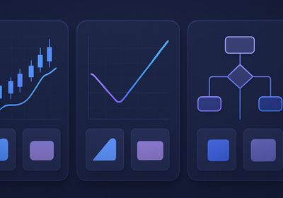 Side-by-side comparison illustration of three algo trading platform dashboards for options strategy backtesting and execution