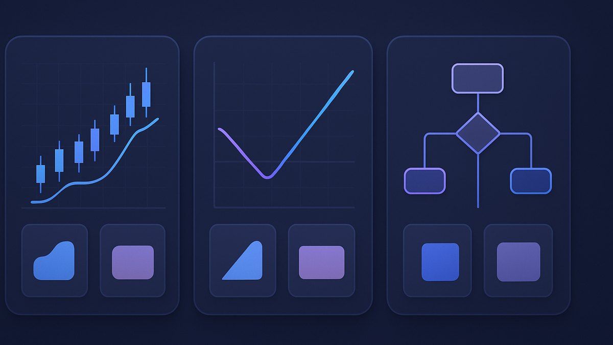 Side-by-side comparison illustration of three algo trading platform dashboards for options strategy backtesting and execution
